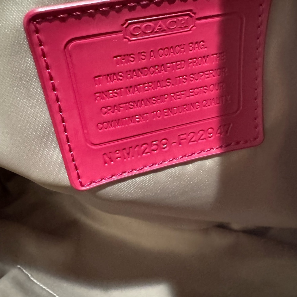 Coach Poppy Brown and Fuchsia Canvas Tote - Picture 3 of 13